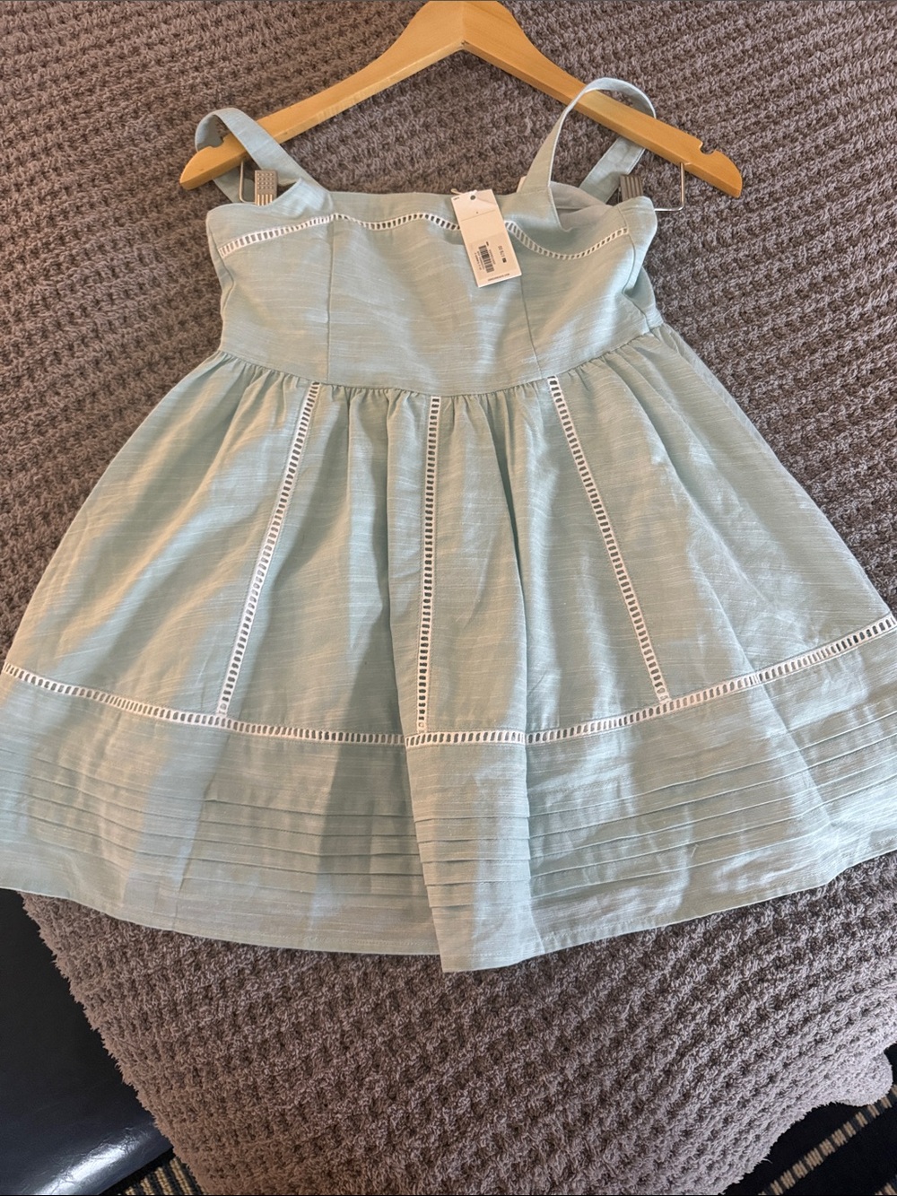 Janie and Jack Girls' Light Sage Sleeveless Summer Dress with Lace Trim